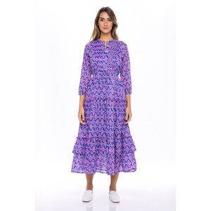 Banjanan Bazaar Dress Surreal Dream floral 100% cotton Purple Size Small $395.00